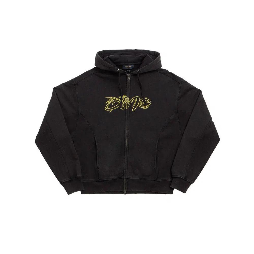 Толстовки на молнии Dime Distressed Terry Zip Hoodie 'Acid Black' 1
