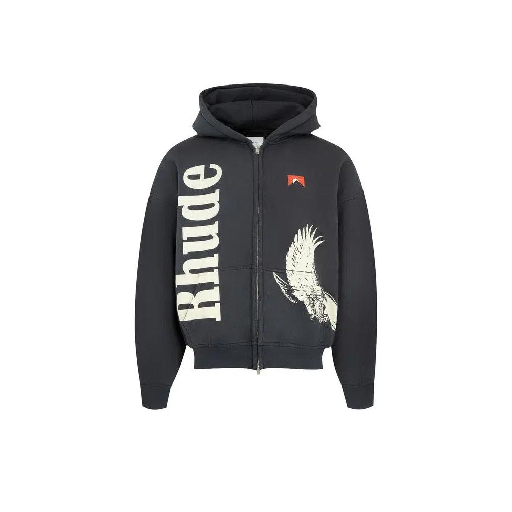 Молнии Rhude Eagle Pass Zip-Up Hoodie 'Винтажный чёрный/Белый' 1