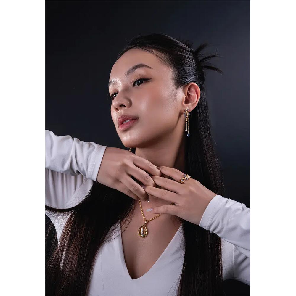 Cora Vogue серьги-капли с мульти-геммами (покрытие 18K золотом) 3