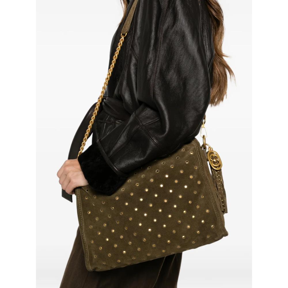 Downtown stud-embellished suede shoulder bag 2