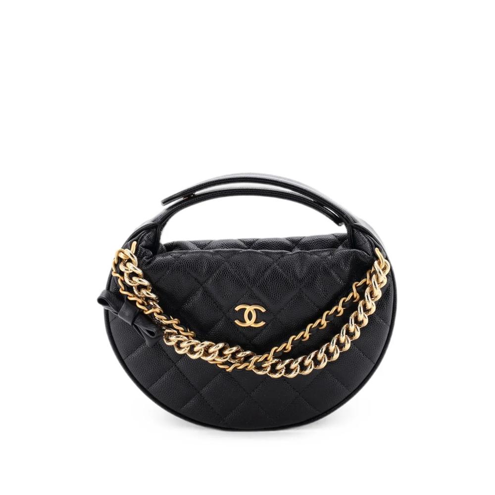 Стеганая сумка-хобо Double Chain Bow Pouch Caviar Mini 1