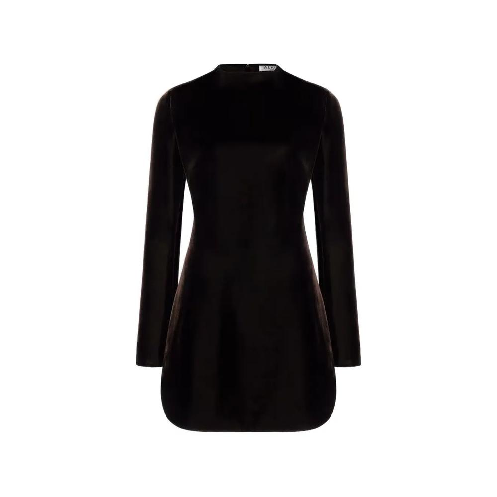 velvet-finish long-sleeve mini dress 1