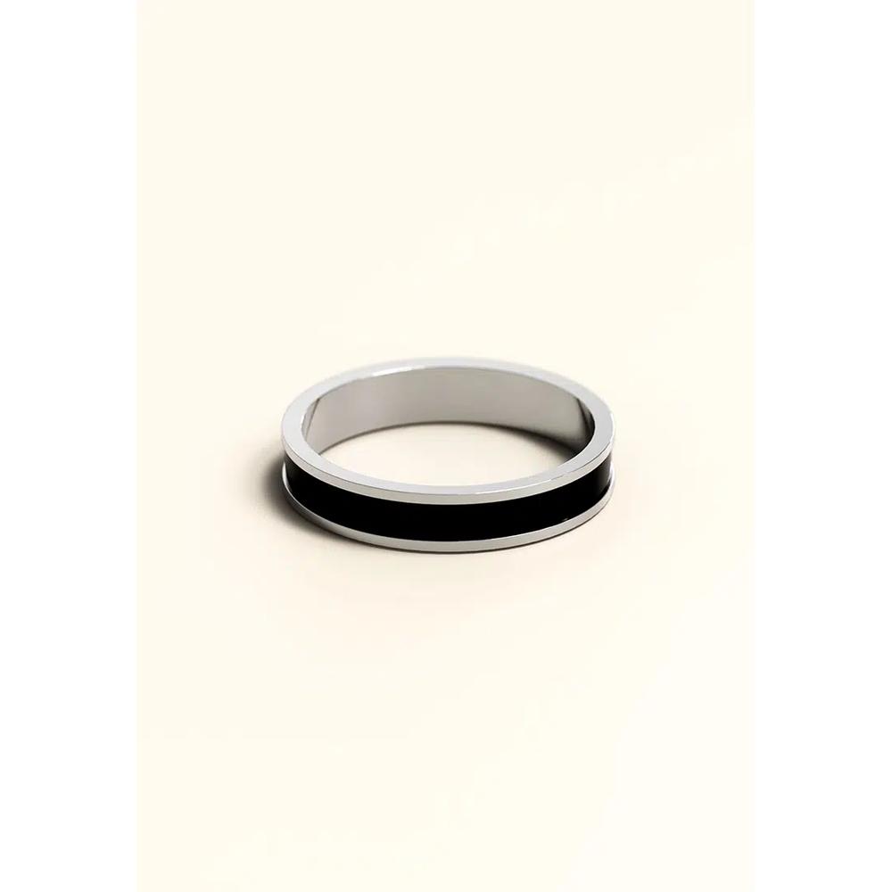 Ceres Timeless Ring Кольцо с черной эмалью в серебре 2