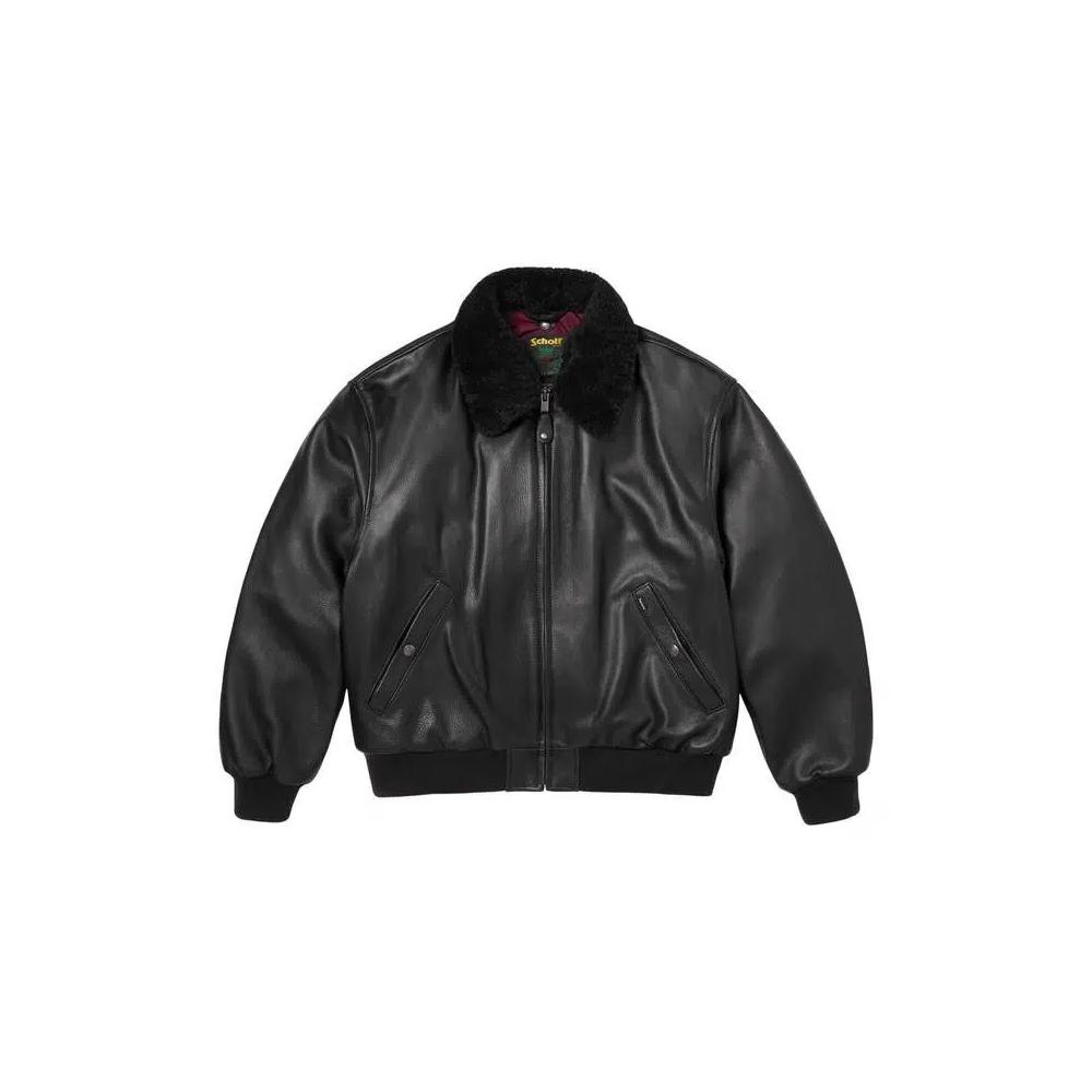 Бомберы Supreme x Schott Shearling Collar Bomber Jacket 'Черный' 1