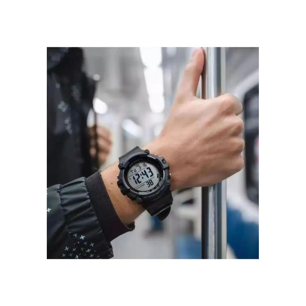 Мужские цифровые часы AE-1500WH-1AVDF с черным ремешком из смолы, спортивные 4
