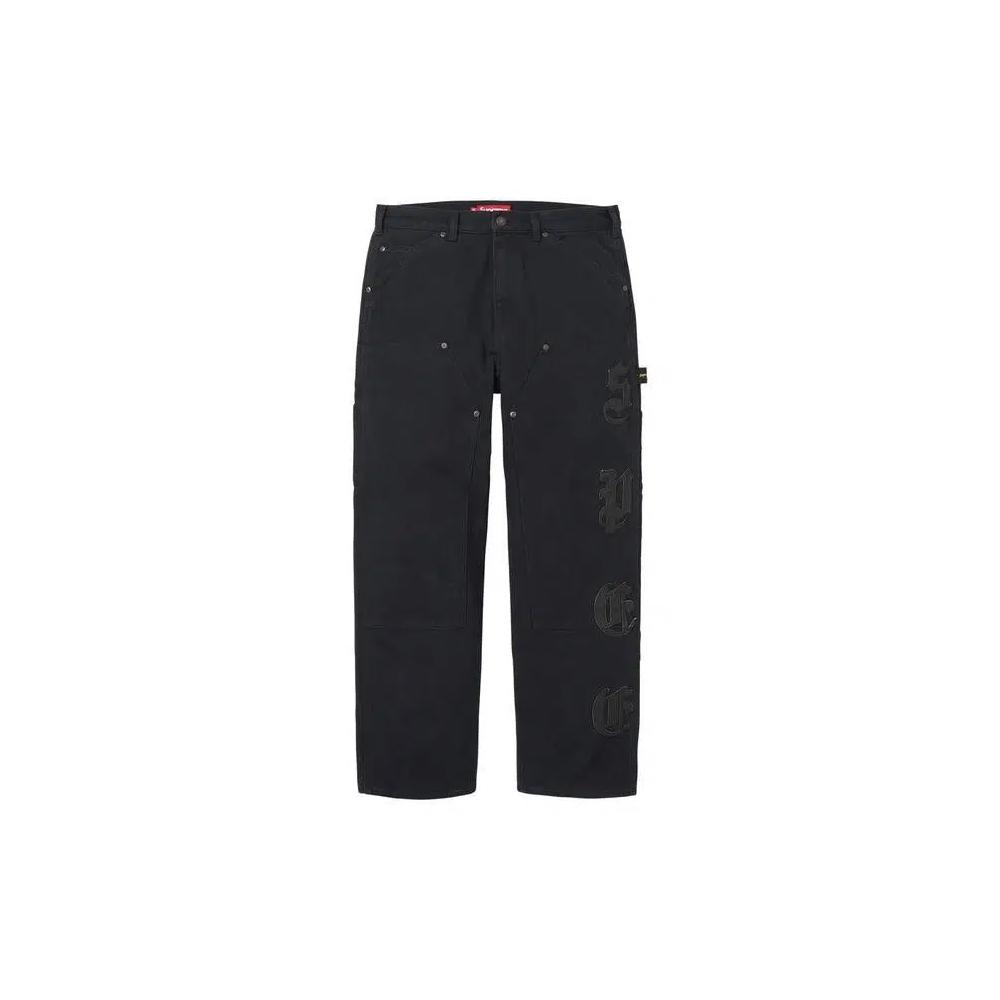 Брюки Supreme Leather Appliqué Double Knee Painter Pant 'Black' 1
