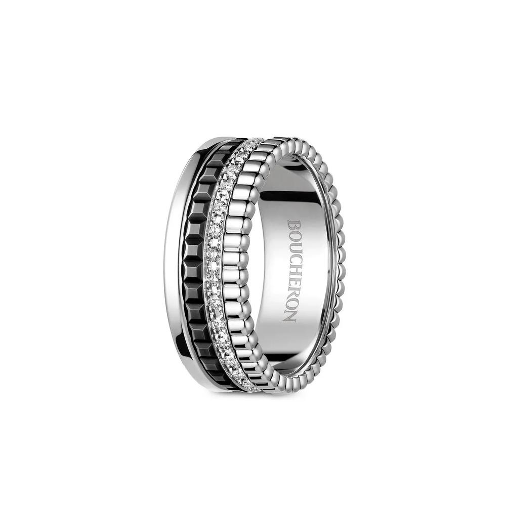 Маленькое кольцо Diamond Quatre Black из белого золота 2
