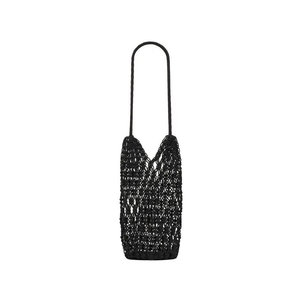 Сумки-тоут Saint Laurent Cassandre Large Tote In Crochet 'Неро' 2