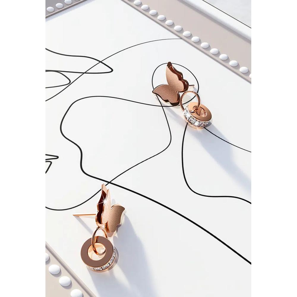 Серьги-кольца «Butterfly Interlock» из розового золота с наслоением 2