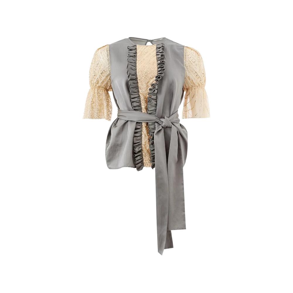 ruffled silk-linen blouse 1