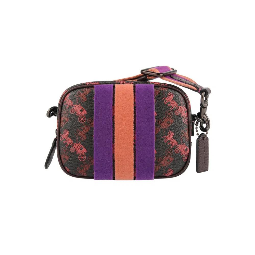 16 With Horse And Carriage Print And Varsity Stripe Camera Bag в цвете Pewter/Black Oxblood 1