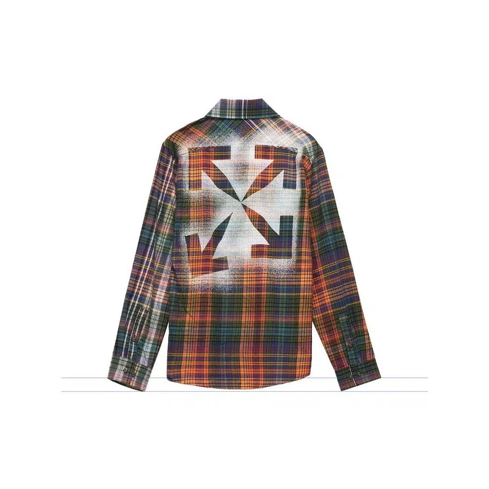 Фланелевые рубашки Off-White Stencil Flannel Check Shirt 'Orange/Black' 2