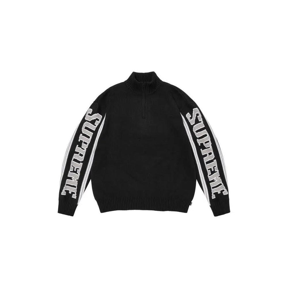 Свитера Supreme Jacquard Sleeve Half Zip Sweater 'Черный' 1
