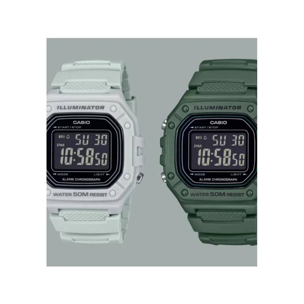 W-218H-8BV Мужские цифровые часы с серым ремешком из смолы 4