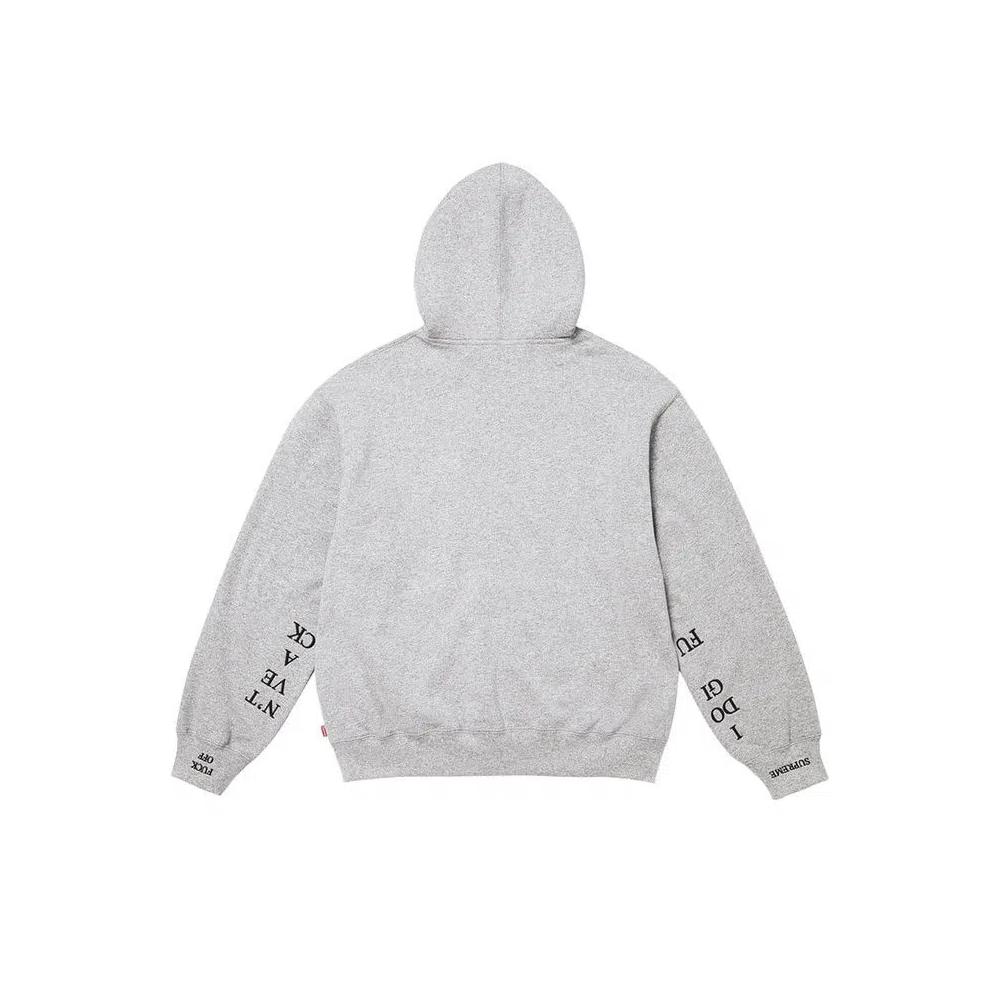 Худи Supreme Idgaf Zip Up Hooded Sweatshirt 'Heather Grey' 2