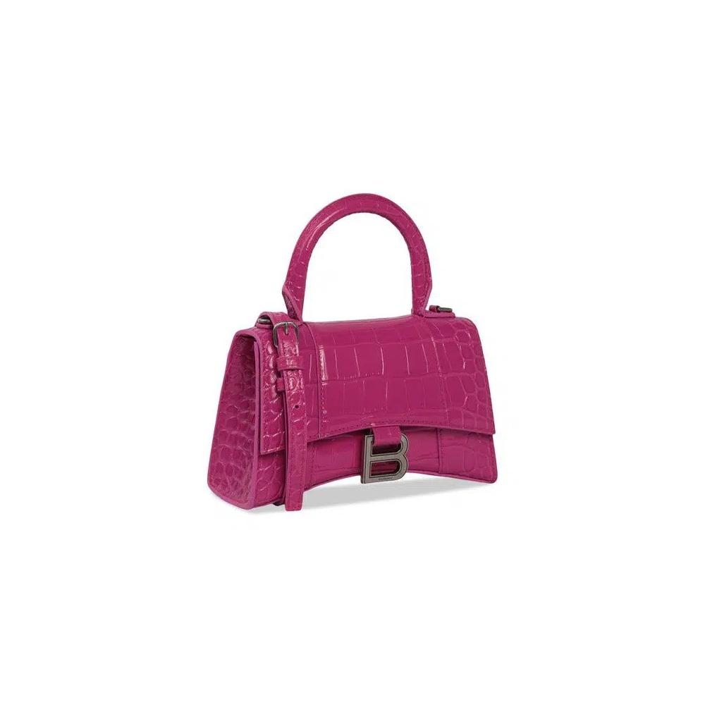 Ручки Balenciaga Hourglass XS Croc Embossed Top Handle Bag 'Pink' 3