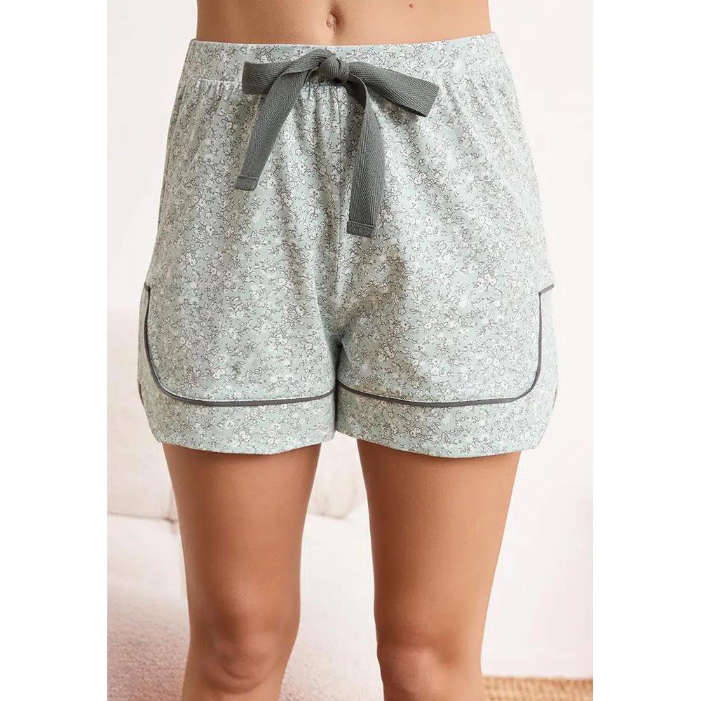 Пижамный комплект Anthracite-Mint Cotton Floral Lycra Soft Touch Knitted 4