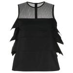 ruffled sheer-yoke sleeveless top 1