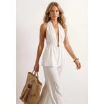Экрю Woven Gathered Beach Blouse-Pants Set Tbess25Au63 1