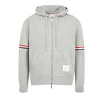 Худи Thom Browne Zip Through Hoodie In Pique Loopback W/ Rwb Engineered Stripe 'Lt Grey' 1