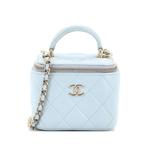 Стеганая мини-сумка через плечо Classic Top Handle Vanity Case с цепочкой 1
