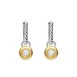 Серьги Petite Cable из желтого золота и серебра с бриллиантами (17.5 мм) 1