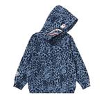 Топы BAPE Kids Wild Leopard Pattern Shark Zip Hoodie «Синий» 1