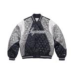 Варсити-куртки Supreme x Champion Стёганая сатиновая варсити-куртка 'Тёмно-синий' 1