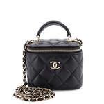 Стеганая мини-сумка через плечо Classic Top Handle Vanity Case с цепочкой 1