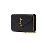 Сумки через плечо Saint Laurent Medium Matelassé Leather Wallet On Chain 'Nero' 2