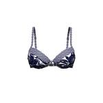Bold Bloom Navy Топ-бикини с завязками спереди и косточками 1