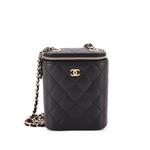 Маленькая сумка на плечо Vertical Classic Vanity Case with Chain Quilted Caviar 1