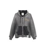 distressed logo-print jacket 1