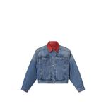 Devyn denim jacket with leather collar 1