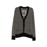 distressed-effect knitted cardigan 1