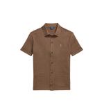 logo-embroidered textured shirt 1