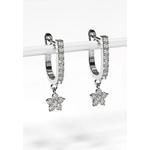 Серьги-кольца Solid 925 Sterling Silver Floret Zircon Huggie, серебро 2
