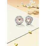Серьги-гвоздики Сердце с кристаллами SWAROVSKI® в двухцветном золоте 2