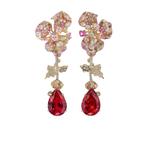 Серьги-подвески из желтого и белого золота с камнями 1