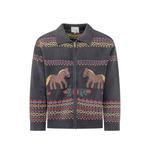 Isles horse-intarsia zip-up cardigan 1