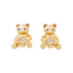 Серьги-гвоздики Oh What Fun Spade Teddy Bear в прозрачном/ золотом KK024 1