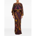 Marmo print silk dress with cape 2