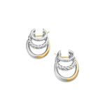 Серьги-кольца DY Mercer Multi из желтого золота и серебра с бриллиантами (21 мм) 2