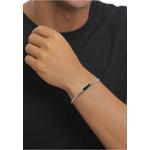 Мужской серебряный браслет с зеленой эмалью ID Bar 2