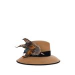 feather-embellished velvet-trim hat 2