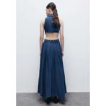 Макси-джинсовое платье без рукавов с отложным воротником и вырезом 3