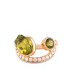 Irene Half Moon tourmaline, diamond and peridot ring 1