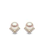 Серьги-гвоздики Trend из желтого золота с бриллиантами и жемчугом 1