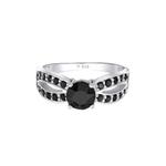 Swarovski® Черное кристальное гламурное кольцо – 925 серебро 4