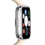 Женские умные часы IOS/Android Silver с ремешком из резины телесного цвета 5